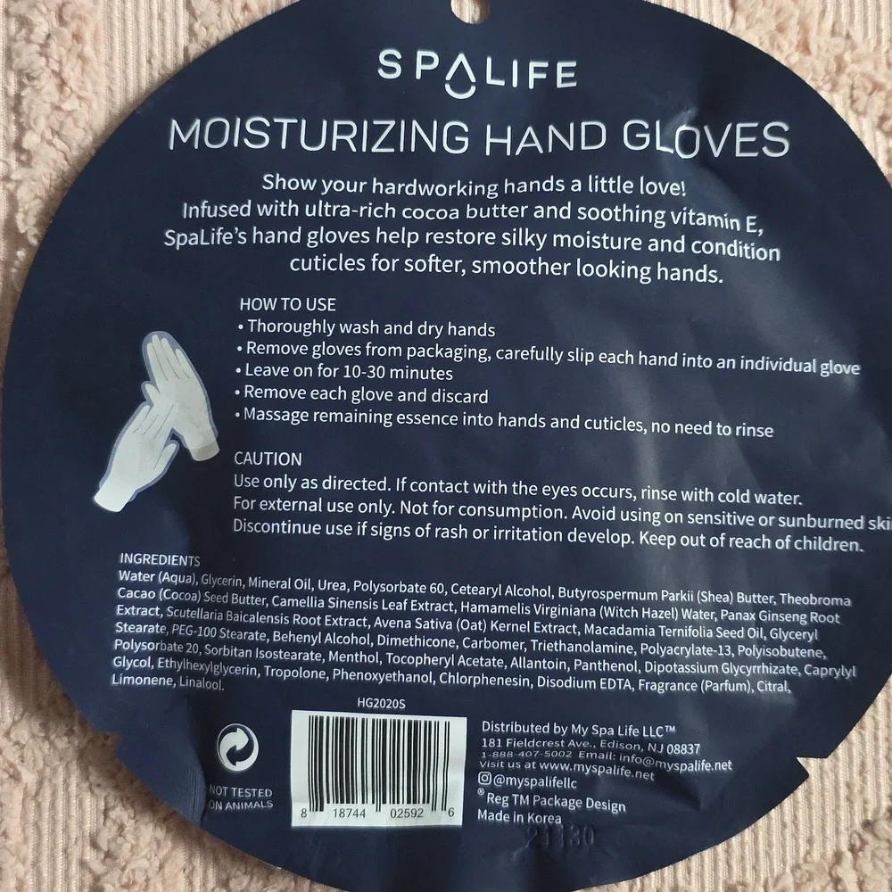 SpaLife Moisturizing Hand Gloves, 4 Pack, New, Cocoa Butter + Vitamin E